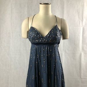 Aidan Mattox blue silk chiffon formal short dress